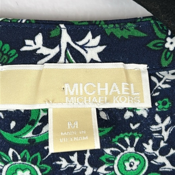 MICHAEL Michael Kors Boho Tiered Mix Print Peasant Midi Dress Medium Blue Green - Picture 5 of 12